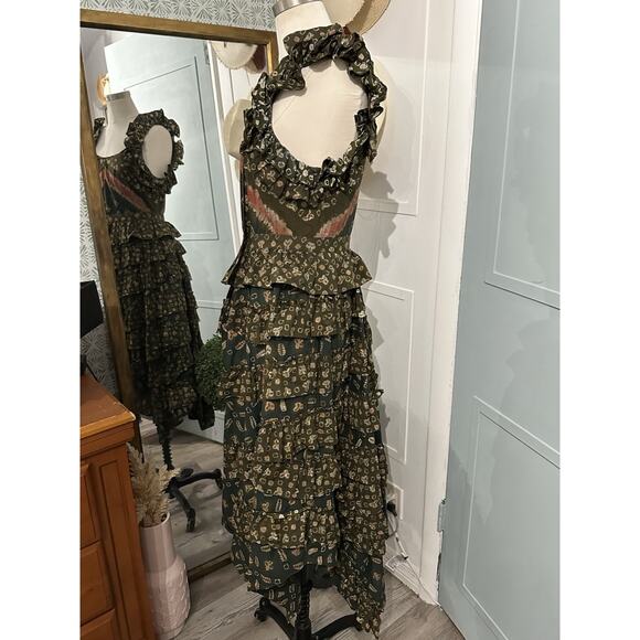 ULLA JOHNSON Nia Tiered Ruffle Dress Jasper Size 2 - Picture 13 of 13